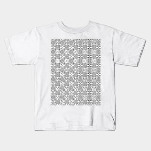 Black and white floral mandala print pattern Kids T-Shirt